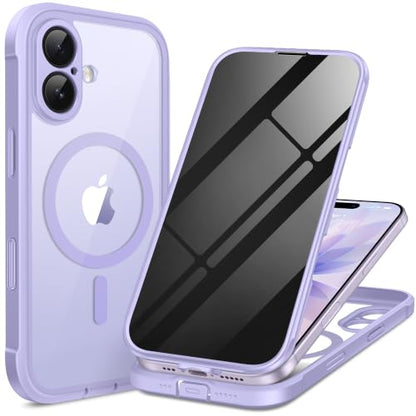 BERFY for iPhone 17 Case, Compatible with MagSafe, Built-in Privacy Screen Protector, Camera Protection, Shockproof Full Body Phone Case 6.3", Clear Lilac