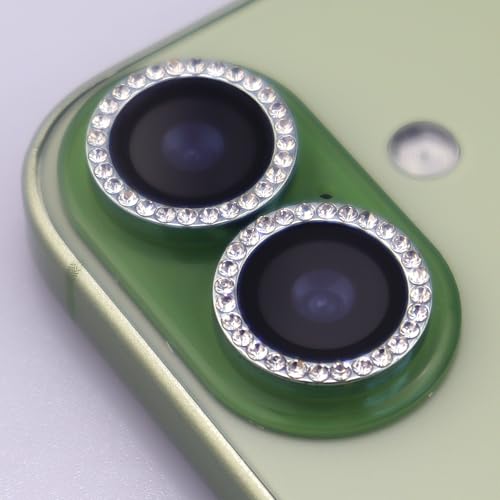 BONVAN for iPhone 17 Camera Lens Protector Bling Glitter Diamond Metal Crystal Tempered Glass Screen Accessories Rhinestones Lens Cover (Light Green) - color: Light Green
