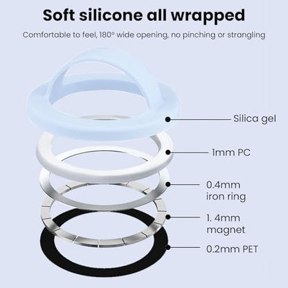 Magnetic Silicone Phone Grip Ring Holder Compatible with MagSafe Phone Case - color: Baby Blue