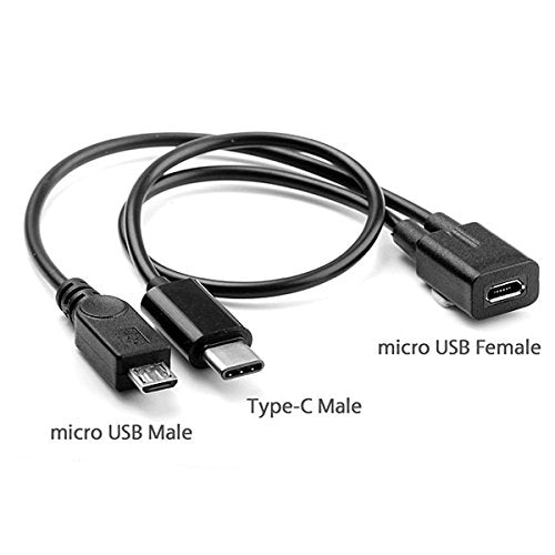 chenyang Micro USB Y Splitter Cable,Micro USB 1 to 2 USB C/Micro USB Charging Extension Cable Supports Charging Two Devices at The Same Time - style: Micro USB to USB C ＆ Micro USB