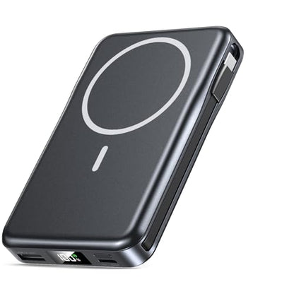 Magnetic Portable Charger 10000mAh, 20W Power Bank with Built in Cable | 20W Fast Charging for Magsafe Battery Pack with LED Display, Travel Essential for iPhone 17/16/15/14/13/12 Pro/Pro Max-Black - color: Black