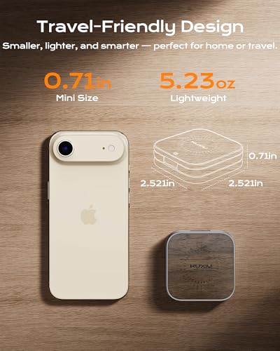 KU XIU Qi2.2 25W Magnetic Wireless Charger, Foldable 3 in 1 Travel Charging Station for iPhone 17/16/15/14/13/12, 5W for Apple Watch & AirPods, Aluminum Alloy Design, with 45W GaN Adapter, Wood Grain - color: Wood Grain