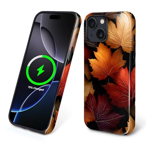 Magnetic Phone Case for iPhone 15 Plus,Compatible with MagSafe,Durable 2 Layers Full Covered Shockproof Protective Cover-Autumn Maple Leaves - color: Autumn Maple Leaves, size: iPhone 15 Plus