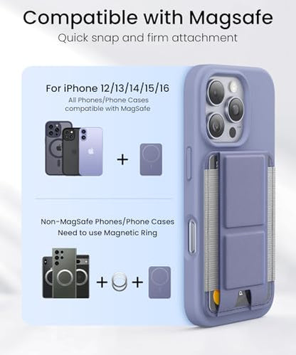 GONEZ for MagSafe Wallet with Stand, Stronger Magnetic Card Holder for iPhone 16/15/14/13/12 Series, Premium Leather Phone Wallet with RFID Blocking, 1 Slot, Fit 5 Cards, Lavender Gray - color: LAVENDERGRAY