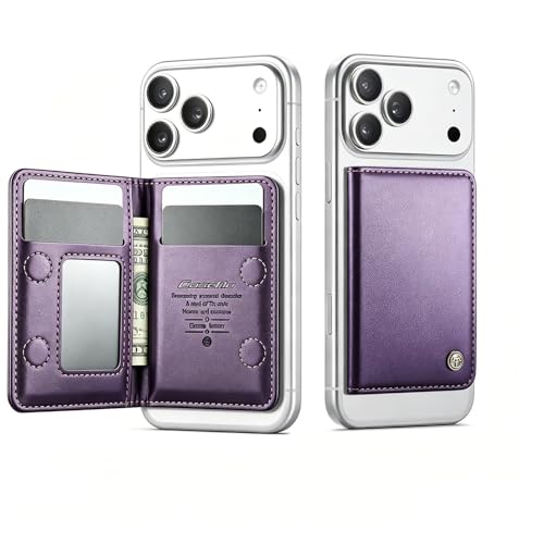 Magnetic Wallet for iPhone, Detachable Magnetic Card Holder Compatible with MagSafe, RFID Blocking Magnetic Phone Wallet with Kickstand for iPhone 17/16/15/14/13/12 Series, Purple - color: Purple