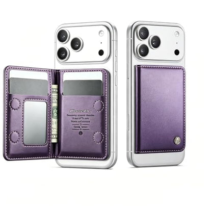 Magnetic Wallet for iPhone, Detachable Magnetic Card Holder Compatible with MagSafe, RFID Blocking Magnetic Phone Wallet with Kickstand for iPhone 17/16/15/14/13/12 Series, Purple - color: Purple