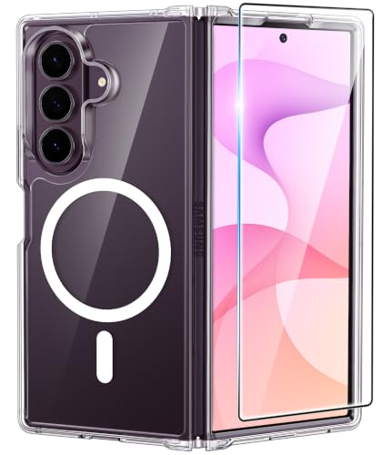 FNTCASE for Galaxy Z-Fold-8 Ultra Case: Samsung Z Fold 7 Clear Case, Compatible with Magsafe, Tempered Glass Screen Protector, Anti Yellowing, Military Grade Drop Protection, Rugged Shockproof - color: A-Clear, size: For Galaxy Z Fold 8 Ultra/Z Fold 7 (8.