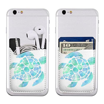 Watercolor Turtle Phone Credit Card Holders Sleeve Adhesive Wallet Compatible with Most Back of Phones - color: Watercolor Turtle
