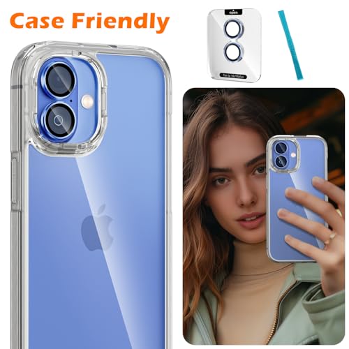 imluckies Camera Lens Protector for iPhone 16 / iPhone 16 Plus, AR+AF Tempered Glass 9H Anti-Scratch Metal Individual Lens Cover, HD Clear Camera Accessories, Case Friendly - Ultramarine - color: Blue