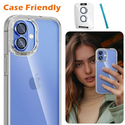 imluckies Camera Lens Protector for iPhone 16 / iPhone 16 Plus, AR+AF Tempered Glass 9H Anti-Scratch Metal Individual Lens Cover, HD Clear Camera Accessories, Case Friendly - Ultramarine - color: Blue