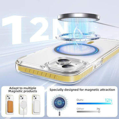 DEERLAMN Magnetic Clear Case for iPhone 13/iPhone 14 6.1-Inch, [Compatible with Magsafe][Anti-Yellowing] Transparent Slim Shockproof Protective Phone Cover, Yellow - color: Yellow, size: iPhone 13/14-6.1 Inch