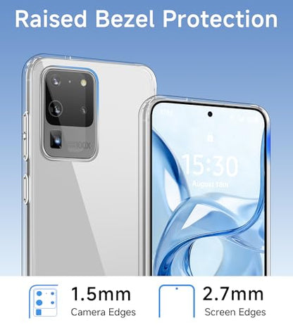 USLAI Case for Samsung Galaxy S20 Ultra, Anti-Yellowing, Crystal Clear Back, Shockproof & Military‑Grade Drop Protection - Transparent - color: Clear, size: Galaxy S20 Ultra