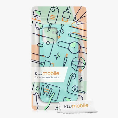kwmobile Case Compatible with Apple iPhone 12 / iPhone 12 Pro Case - Soft Slim Metallic TPU Silicone Cover - Metallic Turquoise - color: metallic turquoise