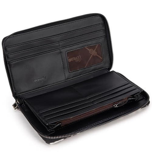 Wrangler Womens Wallet Wristlet Long Purse Designer Clutch Large Capacity Credit Card Holder for Women - color: C-Light Grey