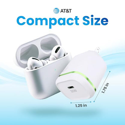 AT&T 30W USB C Travel Wall Charger PPS PD Foldable 4ft USB IF Cable White - color: 30W White USB-C
