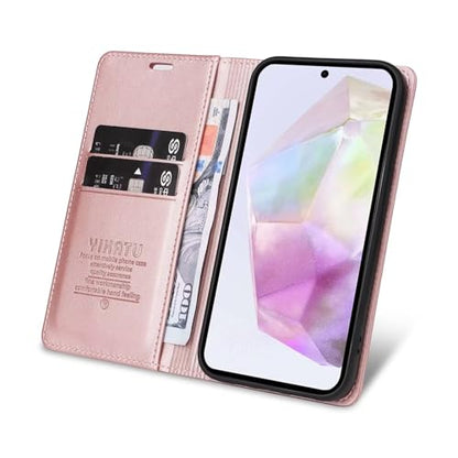 Compatible with Samsung Galaxy S25 FE Wallet Case PU Leather Flip Folio Case with Card Holder Magnetic Closure Shockproof Protective Phone Cover Rose Gold - color: Rose Gold, size: Samsung S25 FE