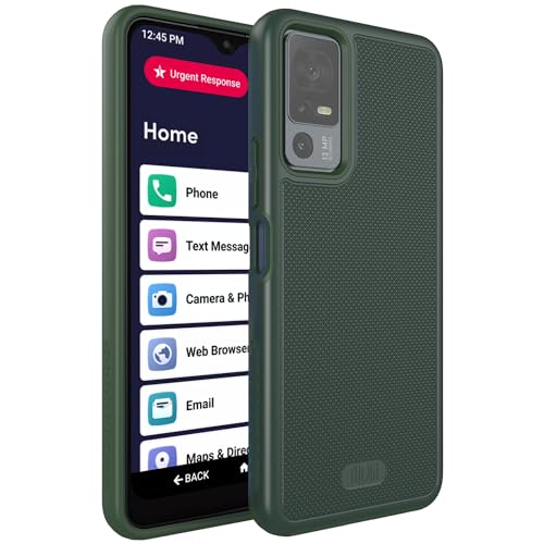 TUDIA MergeGrip for Jitterbug Smart 4 Case T608G, [Military Grade Drop Tested] Shockproof Protection Slim Rugged Dual Layer Heavy Duty Phone Cases for Senior - Pine Green - color: Pine Green