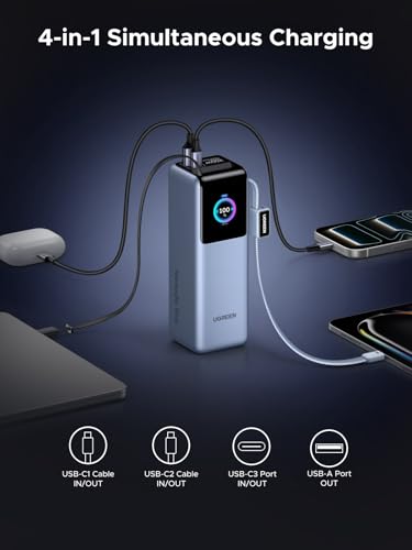 UGREEN Nexode Pro 25000mAh 200W Laptop Power Bank with Retractable Cables
