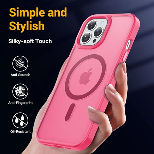 for iPhone 14 Pro Max Case, Compatible with Magsafe, Anti-Yellowing, Military-Grade Protection, Shockproof Slim Magnetic Phone Case Cover, Hot Pink - color: Hot Pink, size: iPhone 14 Pro Max