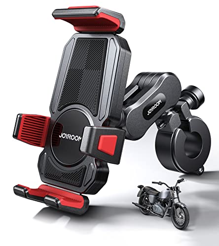 JOYROOM Aluminum Alloy Motorcycle Phone Mount with Vibration Dampener, Motorcycle Phone Holder for Harley Bike Bicycle Scooter ATV/UTV, Compatible with iPhone, Samsung, All Cell Phones