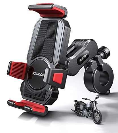 JOYROOM Aluminum Alloy Motorcycle Phone Mount with Vibration Dampener, Motorcycle Phone Holder for Harley Bike Bicycle Scooter ATV/UTV, Compatible with iPhone, Samsung, All Cell Phones