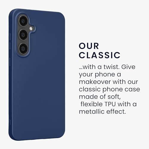 kwmobile Case Compatible with Samsung Galaxy S24 FE Case - Soft Slim Metallic TPU Silicone Cover - Metallic Blue - color: metallic blue, size: Galaxy S24 FE