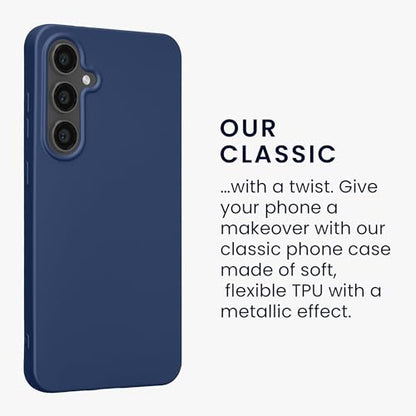 kwmobile Case Compatible with Samsung Galaxy S24 FE Case - Soft Slim Metallic TPU Silicone Cover - Metallic Blue - color: metallic blue, size: Galaxy S24 FE