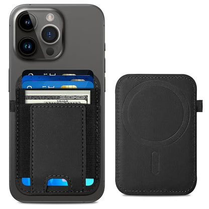 For Magsafe Wallet, 7 Card Holder, RFID Blocking, Strongest Magnet | Magnetic Wallet for iPhone 17/16/15/14/13/12 Series, for Magsafe Card Holder with 2 Card Slots, Vegan Leather, Slim, Black - color: Black