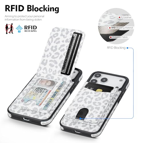 SkyEagle Compatible with MagSafe iPhone 17 Pro Max Wallet Case,Leopard-White - color: Leopard-White, size: iPhone 17 Pro Max - 6.9"