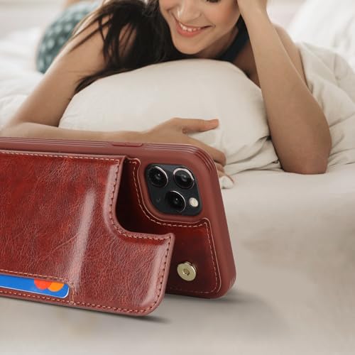 iCoverCase Compatible with iPhone 11 Pro Phone Case with Card Holder, Wallet Case for Women Men RFID Blocking PU Leather Protective Case 5.8 Inch (Dark Brown) - color: Dark Brown
