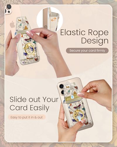 Shorogyt Compatible with Magsafe Wallet with Grip, Butterfly Floral - color: Butterfly Floral