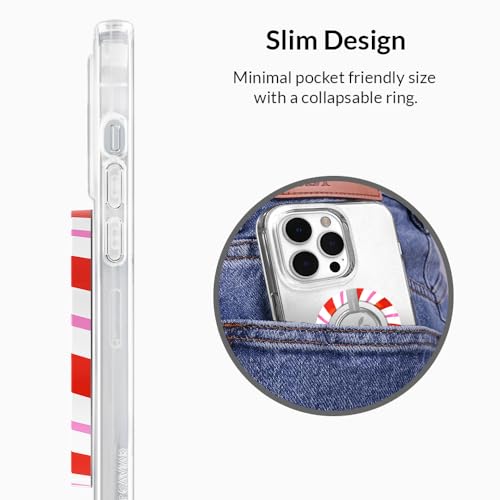 VELVET CAVIAR Compatible with MagSafe Phone Grip - Magnetic Ring Holder with Adjustable Stand - Removable MagSafe Accessories for iPhone 16, 15, 14, 13, 12 (Christmas Peppermint Princess) - color: Peppermint Princess