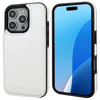 ONETOP for iPhone 16 Pro Wallet Case with Credit Card Holder,White | Kickstand,ID/Cash Holder,Case Wallet with Card Slots,Double Magnetic Clasp,Durable PU Leather Shockproof Cover for Women Men - color: White