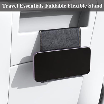 Airplane Travel Essentials for Flying Flex Flap Cell Phone Holder & Flexible Tablet Stand for Desk, Bed, Treadmill, Home & in-Flight Airplane Travel Accessories(1-Crazy Black) - color: 1-Crazy Black