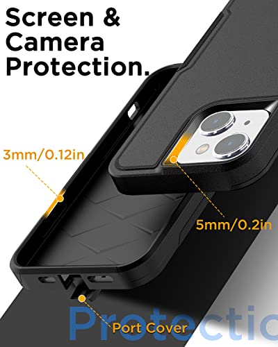 AICase for iPhone 13 Belt Clip Case with Glass Screen Protector,[Compatible MagSafe] Heavy Duty Drop Protection Full Body Rugged Shockproof Military Protective Tough Durable Cover - color: Black with Magsafe+Belt