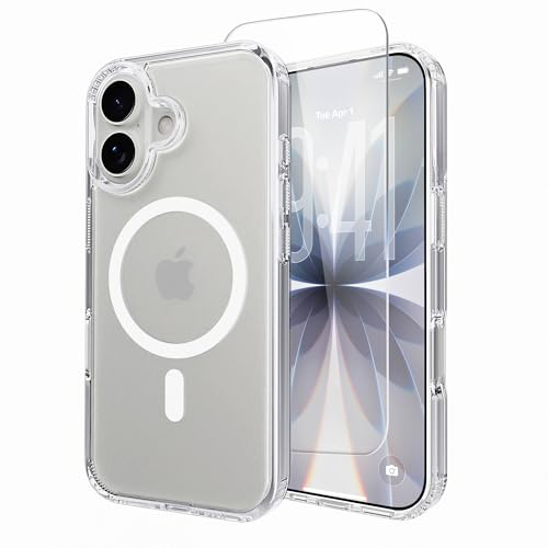Classic Hybrid Magnetic iPhone 17 Case Phone Case Cover, Screen Protectors X1, Compatible with Magsafe, Anti Yellowing,Slim,Shockproof, Protective (Transparent Crystal, iPhone 17) - color: Transparent Crystal, size: iPhone 17