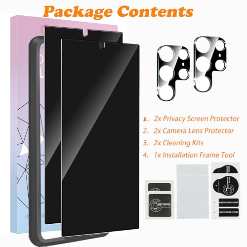 Privacy Screen Protector Samsung Galaxy S24 Ultra+Camera Lens Protector - size: Galaxy S24 Ultra 2+2