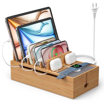 Pezin & Hulin Cell Phone Charging Station for Multi Devices-Natural Bamboo - color: Natural