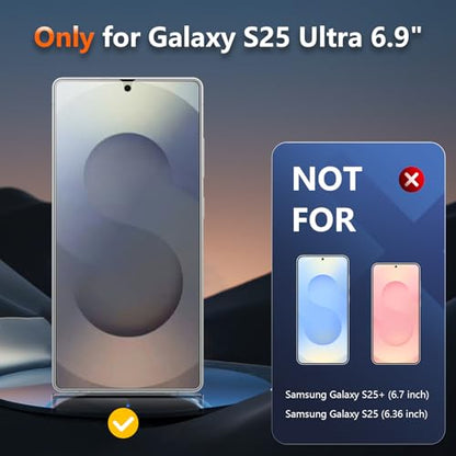 [2 Pack] 4 Way 360 °Matte TPU Privacy Screen Protector for Samsung Galaxy S25 Ultra (Not Glass), Fingerprint Sensor Compatible, Anti-Glare Full Adhesive Flexible Film