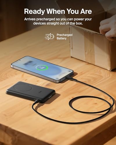 Belkin 5K 7.5W Ultra Slim Portable Power Bank, Supports MagSafe Accessories - color: Black