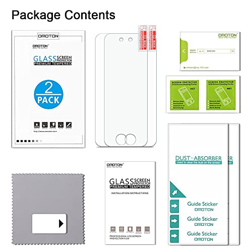 OMOTON Tempered Glass Screen Protector for New iPod Touch (7th / 6th / 5th Gen, 2015 / 2019 Released), 2 Pack - size: iPod Touch