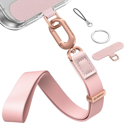 SURPHY Phone Wrist Strap, Keychain Wristlet, Wrist Lanyard with Tether Tab - color: Pink