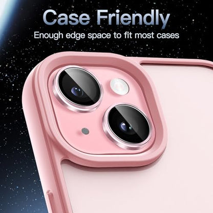 JETech Camera Lens Protector for iPhone 15/15 Plus, Pink, 1 Set - color: Pink
