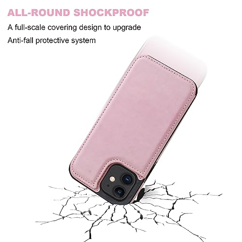 ONETOP for iPhone 12 Mini Wallet Case with Card Holder,Pink - color: Pink