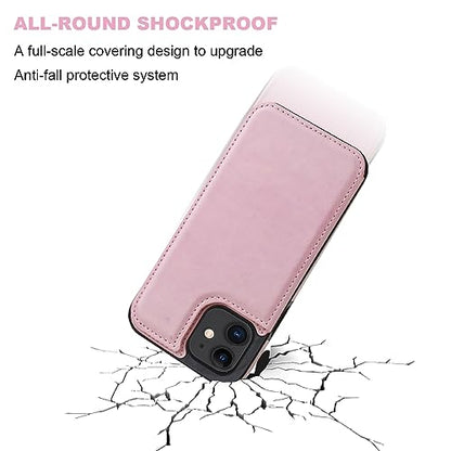 ONETOP for iPhone 12 Mini Wallet Case with Card Holder,Pink - color: Pink
