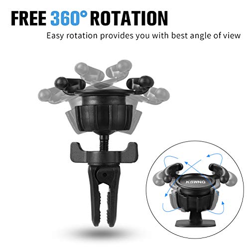Universal Air Vent Car Mount and Dashboard Sticker Holder 360° Rotation Clip Car Mount Phone Holder with Adjustable Switch Lock for Smartphones GPS Navigation (2 Pack, Black)