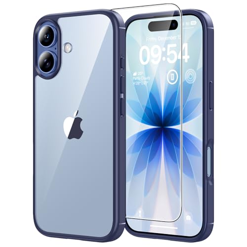 TAURI for iPhone 17 Case, Anti-Yellowing with Screen Protector, Military-Grade Protection Shockproof Slim Phone Case for iPhone 17, Blue - color: E-Blue