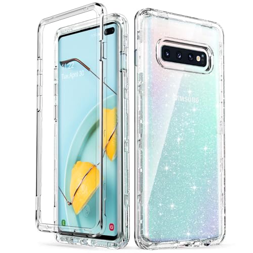 ULAK Compatible with Galaxy S10 Plus Case Bling Back Cover, Clear Glitter | Shiny Glitter Heavy Duty Shockproof Protection Sparkle Soft TPU Protective for Samsung Galaxy S10 Plus 6.4 inch - color: Clear Glitter