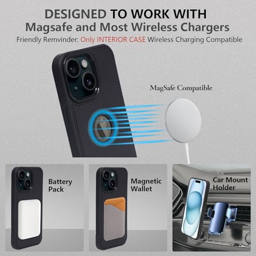 2 in 1 PU Leather for iPhone 14 Plus/15 Plus Case, Detachable Wallet Case with Card Holder, Removable Flip Folio Cover with RFID Blocking, Stand Shockproof Phone Cover（Compatible with MagSafe） Black - color: Black, size: Iphone 14 plus / 15 plus
