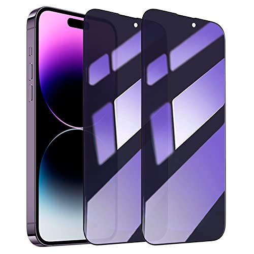 2 Pack Compatible with iPhone 14 Pro Max Privacy Screen Protector, Anti-Spy Anti-Blue Light Eye Protection Tempered Glass Film, Scratch Resistant, Full Coverage, Case Friendly - size: for iPhone 14 Pro Max